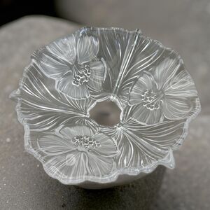 Vintage Mikasa Lead Crystal Hibiscus Pattern Bowl Japan
